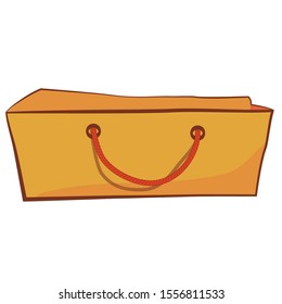 Vector Brown Hand Draw Sketch of Paper Bag with Red rope, Isolated on white
