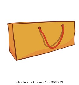 Vector Brown Hand Draw Sketch of Paper Bag with Red rope, Isolated on white
