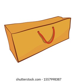 Vector Brown Hand Draw Sketch of Paper Bag with Red rope, Isolated on white
