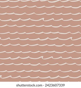 Vector brown hand drawn waves seamless pattern background. Perfect for fabric, scrapbooking, wallpaper projects.