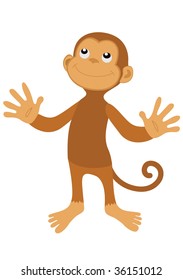 Vector brown happy monkey with smile on face