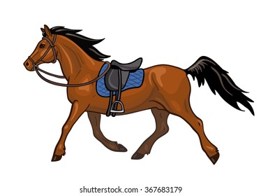 Vector Brown Horse With Saddle And Bridle