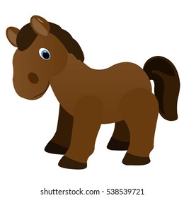 Vector brown horse.Foal.