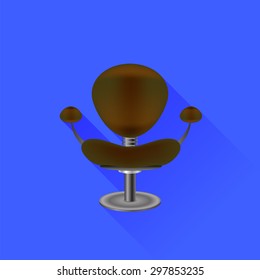 Vector Brown Leather Chair Isolated on Blue Background