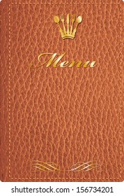 vector brown leather cover of menu