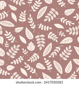 Vector brown leaves seamless pattern background. Perfect for fabric, scrapbooking, wallpaper projects