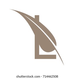 Vector Brown Letter L Leaf Herbal Logo