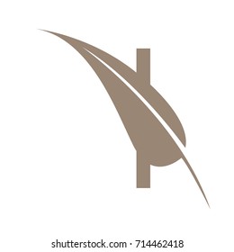 Vector Brown Letter I Leaf Herbal Logo