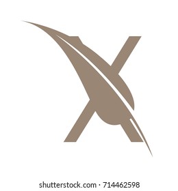 Vector Brown Letter X Leaf Herbal Logo