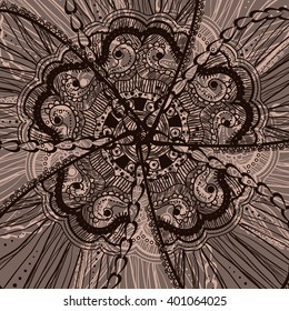 vector brown line ornate ethnic floral background