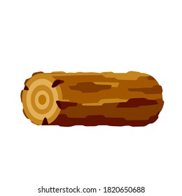 Vector Brown log. Building wood material. Set of flat cartoon illustration. Natural element. Environment of forest