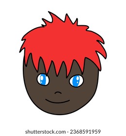 Vector of brown man have red hair and blue eye. Character of cartoon.