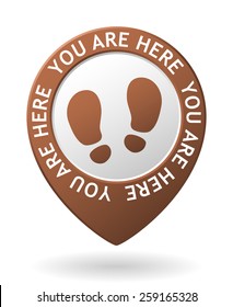 vector brown map pointer with you are here icon