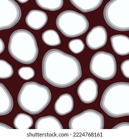 Vector brown Melting Lane seamless pattern. Softly melting hailstones or pebbles with blurred borders on a dark sang-de-boeuf background. Part of Hail In The Fields collection by Last Island Art. 