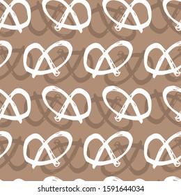 Vector brown monochrome pretzel repeat pattern. Perfect for fabric, scrapbooking and wallpaper projects.