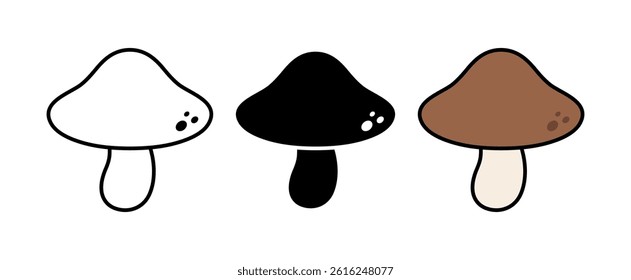 Vector Brown Mushroom Flat Design Illustration