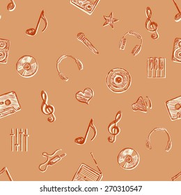 Vector Brown Music Pattern Background