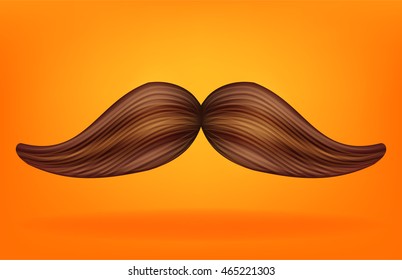 Vector brown mustache on a orange background