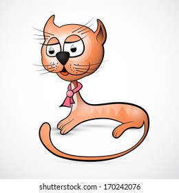 Vector Brown, Orange Cat Illustration Isolated on White Background