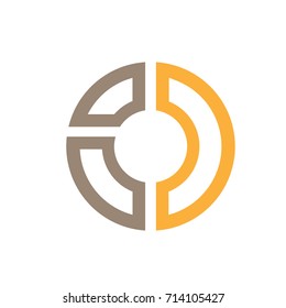 Vector Brown Orange Circle Letter I C Logo