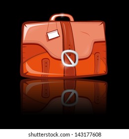 Vector brown and orange suitcase icon on black background