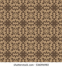 Vector Brown Ornamental Seamless Line Pattern. Endless Texture. Oriental Geometric Ornament
