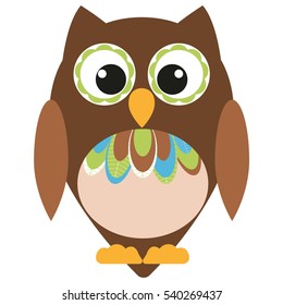 vector brown owl on a white background