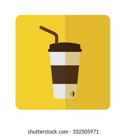Vector brown paper coffee cup,flat design