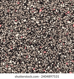 Vector brown and pink terrazzo flooring seamless pattern background, Modern minimalistic floor tile for interior decoration.