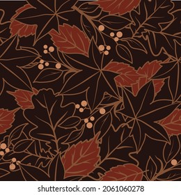 Vector Brown and Reddish brown Leaves seamless Overall composition pattern. Perfect for fabric, scrapbooking, wallpaper projects