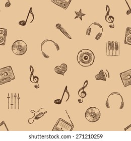 Vector Brown  Seamless Pattern Background of Music