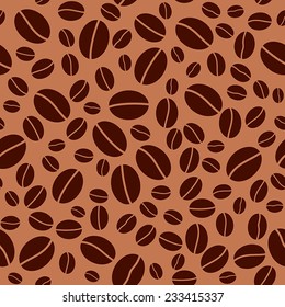 vector brown seamless pattern - coffee beans