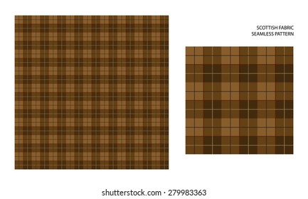 Vector brown seamless pattern. High detailed Scottish tartan, traditional checkered British fabric or plaid pattern
