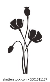 Set Three Vector Black Silhouettes Rose Stock Vector (Royalty Free ...