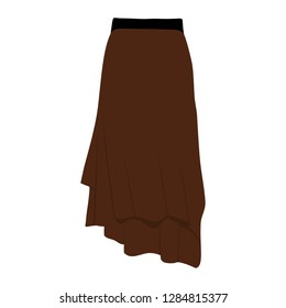 Vector brown skirt template, design fashion woman illustration. Women skirt 