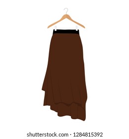 Vector brown skirt template, design fashion woman illustration. Women skirt on hanger