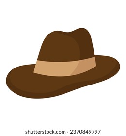 Vector brown stylish hat on white background.