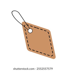 Vector brown tag kraft design for sale price or gift card with a string on a white background