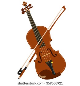 vector brown violin and bow