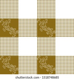 Vector brown and white Gingham Check Seamless Pattern illustration for printing on paper, wallpaper, covers, textiles, fabrics, for decoration, decoupage, and other.