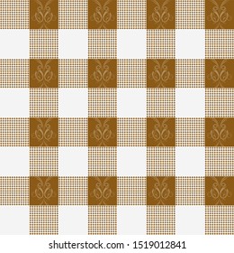 Vector brown and white Gingham Check Seamless Pattern illustration for printing on paper, wallpaper, covers, textiles, fabrics, for decoration, decoupage, and other.