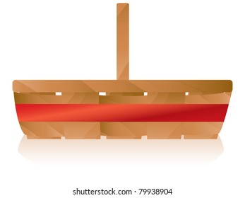 Vector - Brown Wicker Basket with Red Ribbon