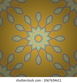 Vector brown, yellow and beige Traditional Indian motif seamless pattern.