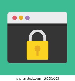 Vector Browser and Lock Icon Dark Background