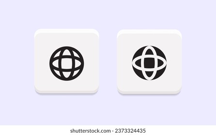 Vector browser symbol in neumorphism buttons or neumorphic style