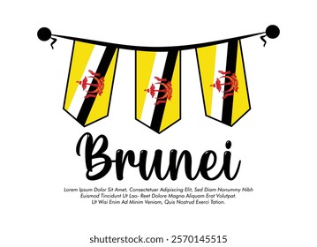 Vector Brunei flag banner Brunei flag Vector illustration design Brunei national day banner design 