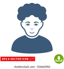 Vector Brunet Man EPS vector pictogram. Illustration style is flat iconic blue symbol on a transparent background.