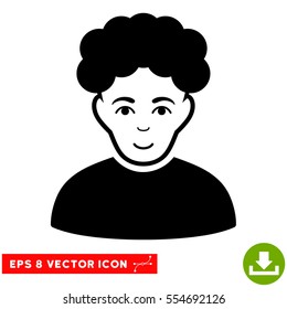 Vector Brunet Man EPS vector pictogram. Illustration style is flat iconic black symbol on a transparent background.