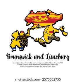 Vector Brunswick and Luneburg flag or map banner Brunswick and Luneburg flag with white background Vector illustration design Brunswick and Luneburg independence day banner design 