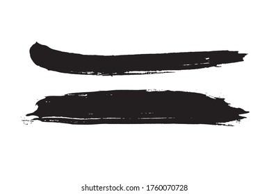 Vektorpinsel, abstrakter schwarzer Pinselstrich, Linie oder Textur. Schmutziges künstlerisches Design-Element, Feld, Rahmen oder Hintergrund für Text. Grunge Designelemente. 